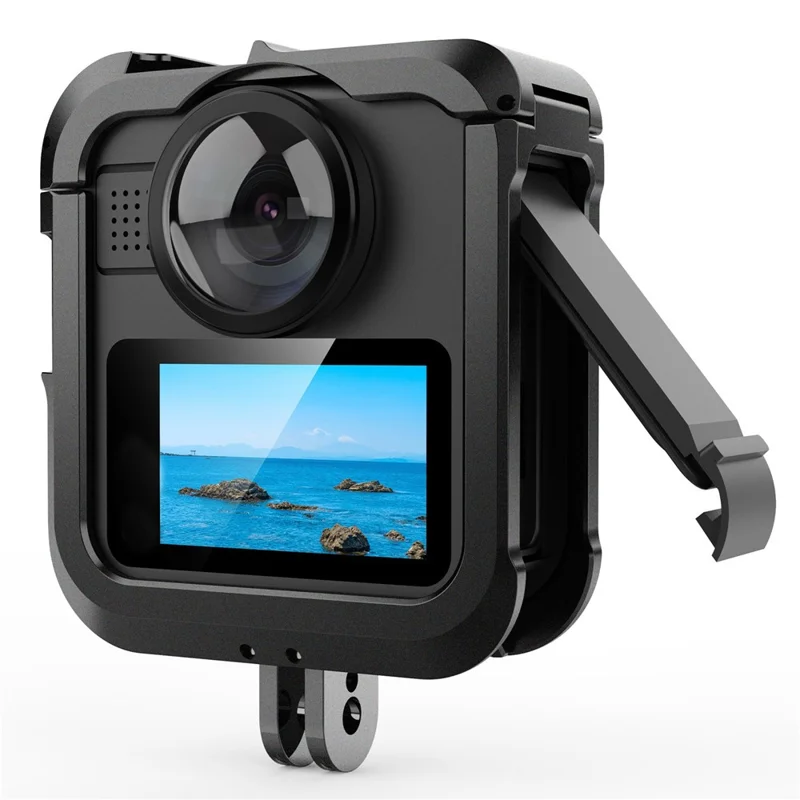 Aluminum Alloy Protective Frame Case for GoPro MAX2 Shockproof Lens Cap Anti-Impact Cage Frame with Side Cover Battery Door