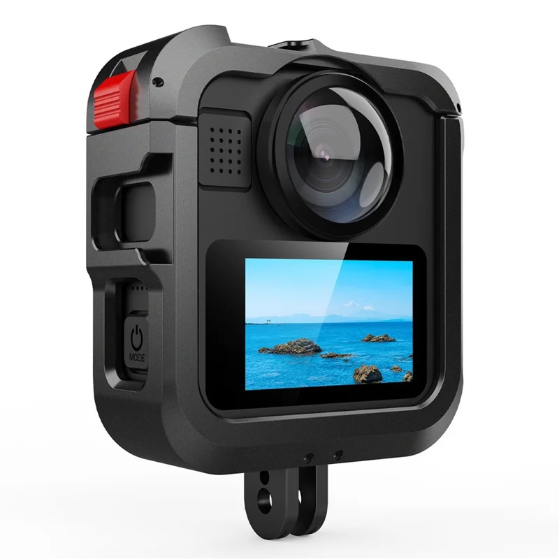 Aluminum Alloy Protective Frame Case for GoPro MAX2 Shockproof Lens Cap Anti-Impact Cage Frame with Side Cover Battery Door