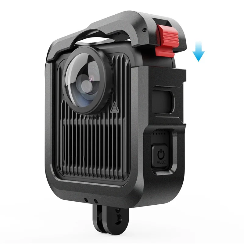 Aluminum Alloy Protective Frame Case for GoPro MAX2 Shockproof Lens Cap Anti-Impact Cage Frame with Side Cover Battery Door