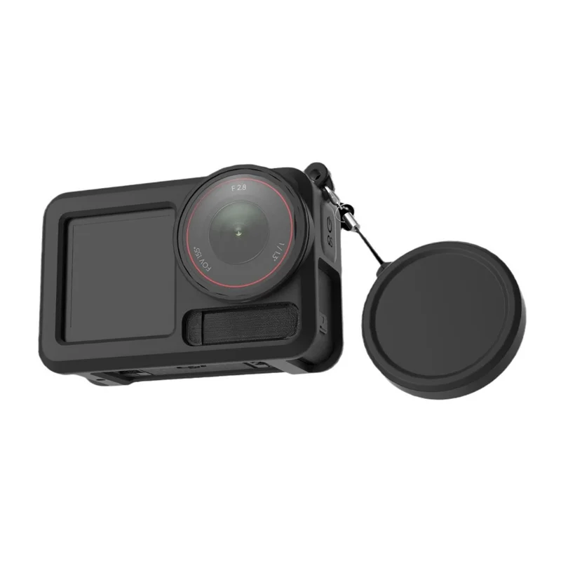 Siliconebeskyttelsesdækk for DJI Osmo Action 3 / 4 / 5 Pro stødfast, ridsefast, med objektivdæksel, kropsbeskyttende cover - Sort