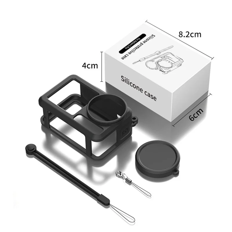 Siliconebeskyttelsesdækk for DJI Osmo Action 3 / 4 / 5 Pro stødfast, ridsefast, med objektivdæksel, kropsbeskyttende cover - Sort