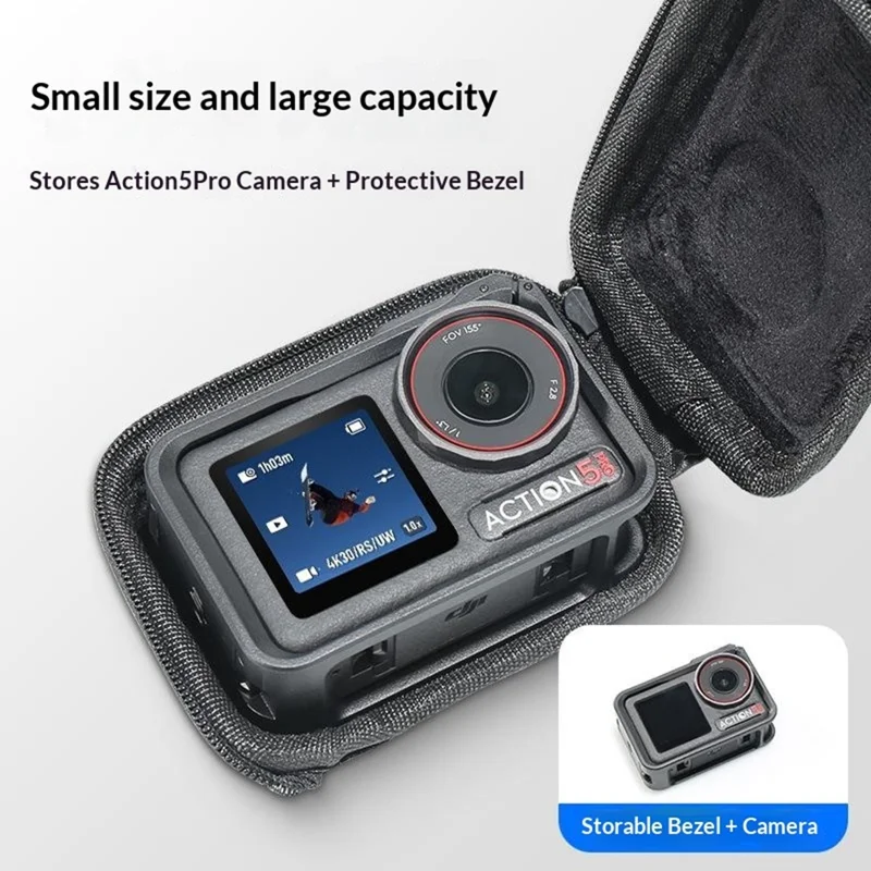 Halvåben hardskral for DJI Osmo Action 5 Pro, opbevaringstaske i PU-læder, stødfast, bærbar taske