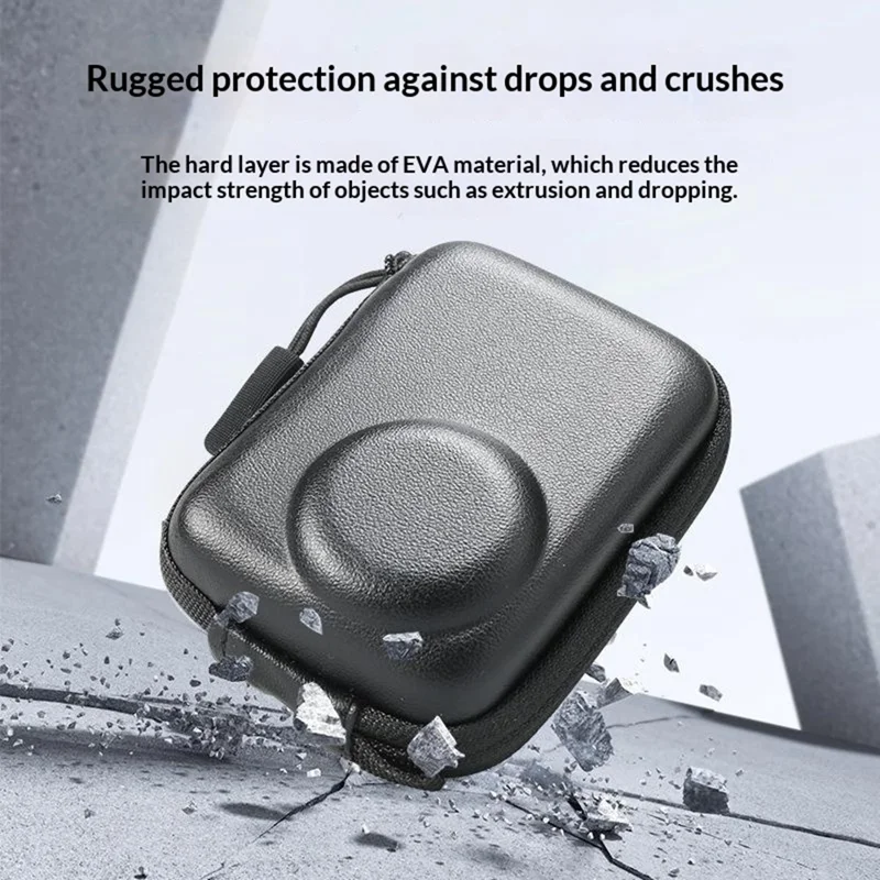 Halvåben hardskral for DJI Osmo Action 5 Pro, opbevaringstaske i PU-læder, stødfast, bærbar taske