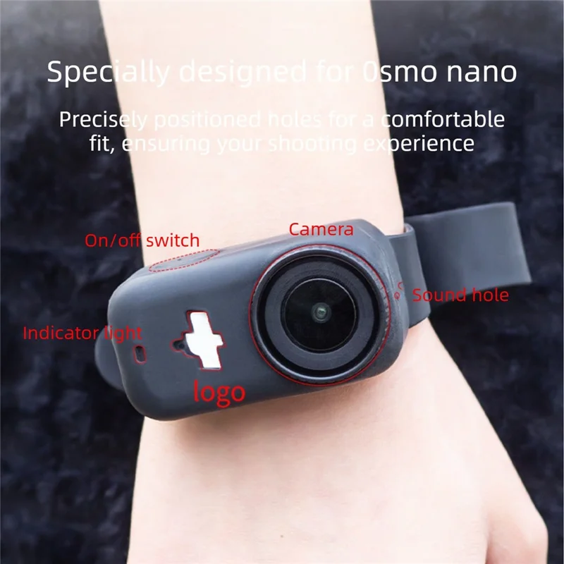 Silikone håndbåndsskærm til DJI Osmo Nano Action Camera, multifunktionelt justerbart håndbånd, justerbart beskyttelsesdæksel - Sort