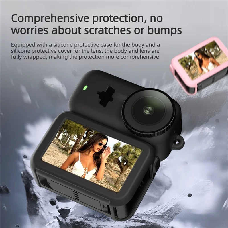 For DJI Osmo Nano Silicone Case Full Set Protective Cover with Lens Cap and Anti-lost Lanyard - Black