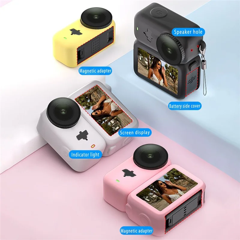 For DJI Osmo Nano Silicone Case Full Set Protective Cover with Lens Cap and Anti-lost Lanyard - Black
