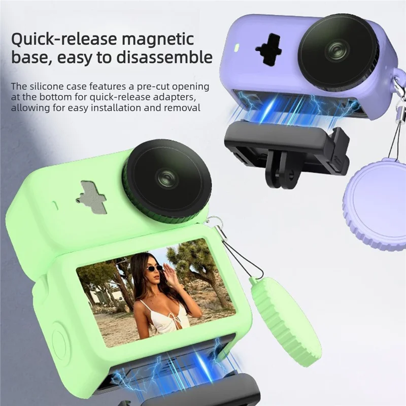 For DJI Osmo Nano Silicone Case Full Set Protective Cover with Lens Cap and Anti-lost Lanyard - Black