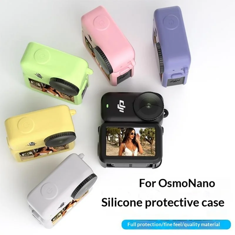For DJI Osmo Nano Silicone Case Full Set Protective Cover with Lens Cap and Anti-lost Lanyard - Black