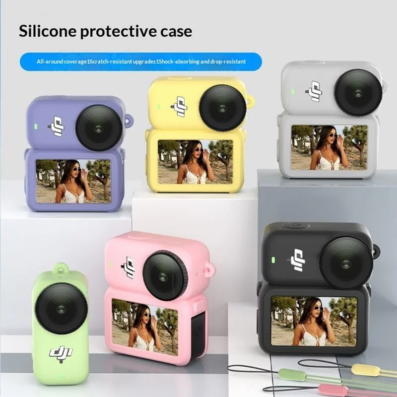 For DJI Osmo Nano Silicone Case Full Set Protective Cover with Lens Cap and Anti-lost Lanyard - Black