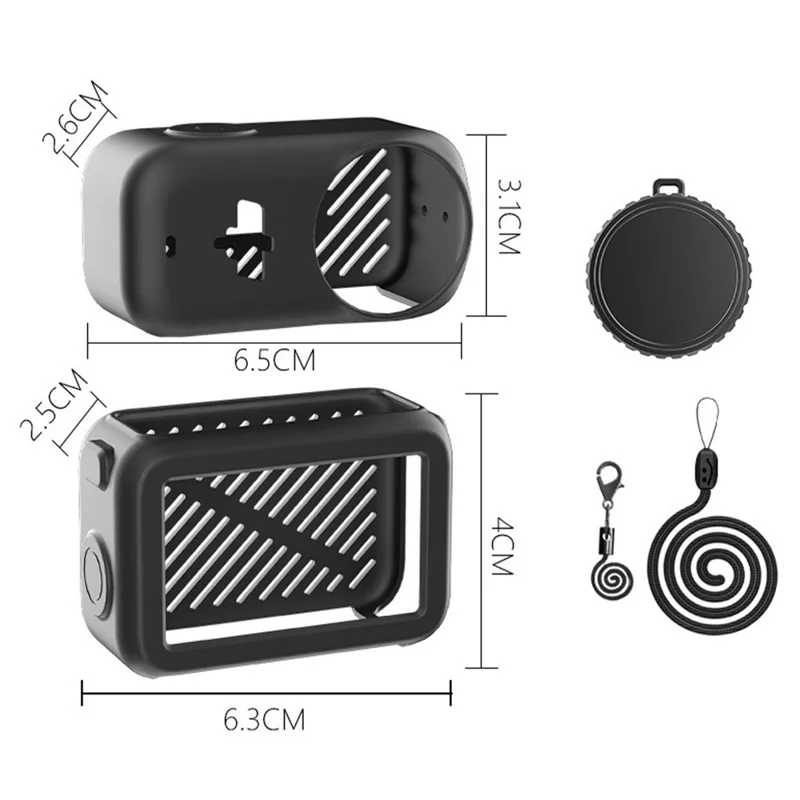 For DJI Osmo Nano Silicone Case Full Set Protective Cover with Lens Cap and Anti-lost Lanyard - Black