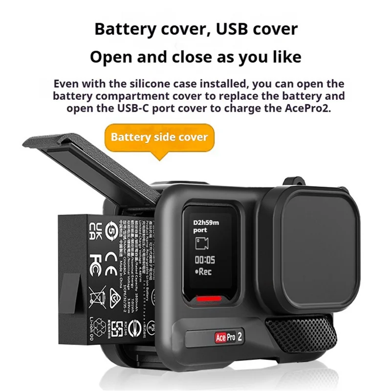 Silicone Case for Insta360 Ace Pro 2 Lens Cap Body Protective Cover Anti-slip Shockproof Camera Shell