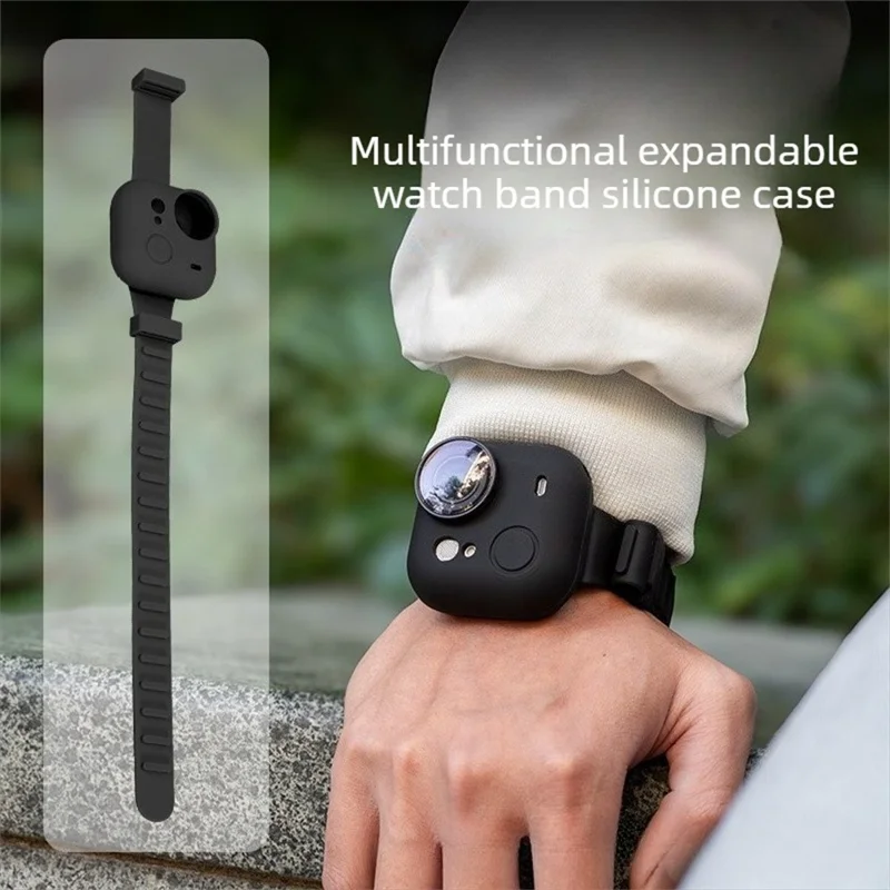 Custodia con Cinturino Espandibile per Insta360 Go Ultra, Custodia Protettiva in Silicone con Fascia da Polso Regolabile in Multi-posizione - Rosa