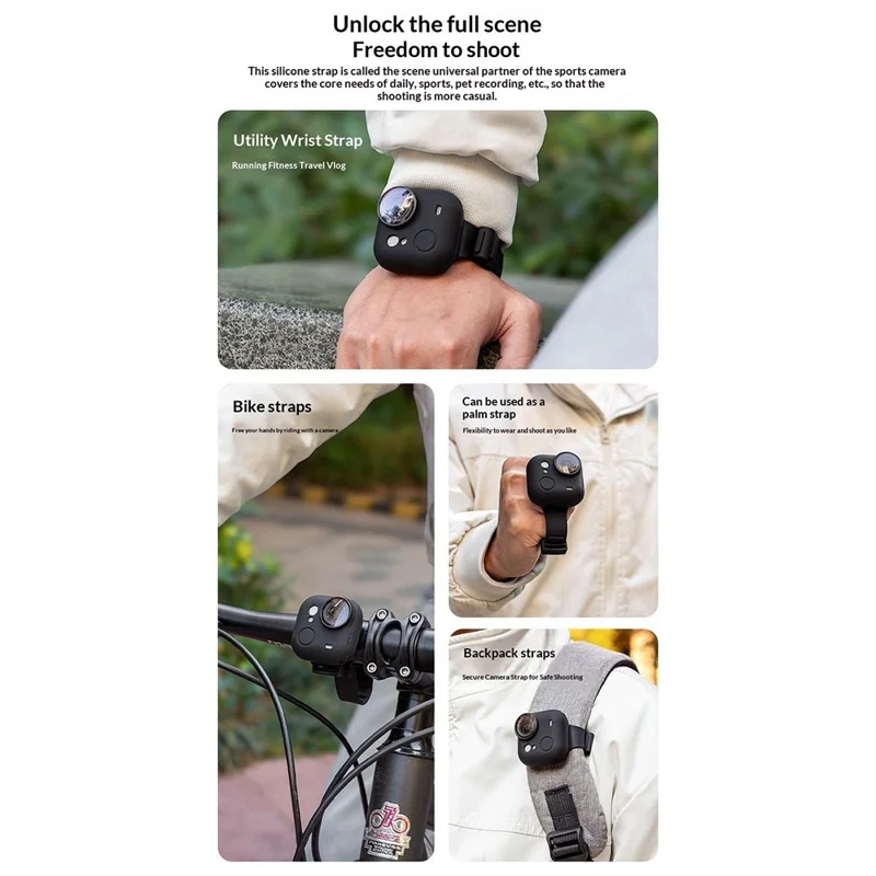 Custodia con Cinturino Espandibile per Insta360 Go Ultra, Custodia Protettiva in Silicone con Fascia da Polso Regolabile in Multi-posizione - Rosa