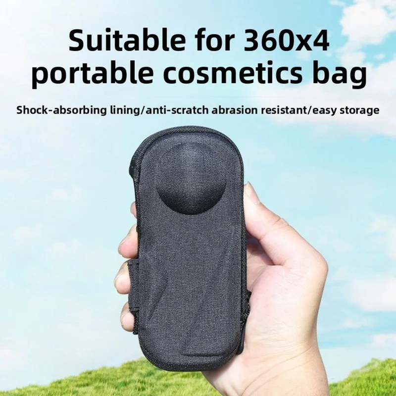 Custodia per Insta360 X4 / X5 Borsa rigida in EVA Custodia protettiva con chiusura a zip semi-aperta - Grigio scuro