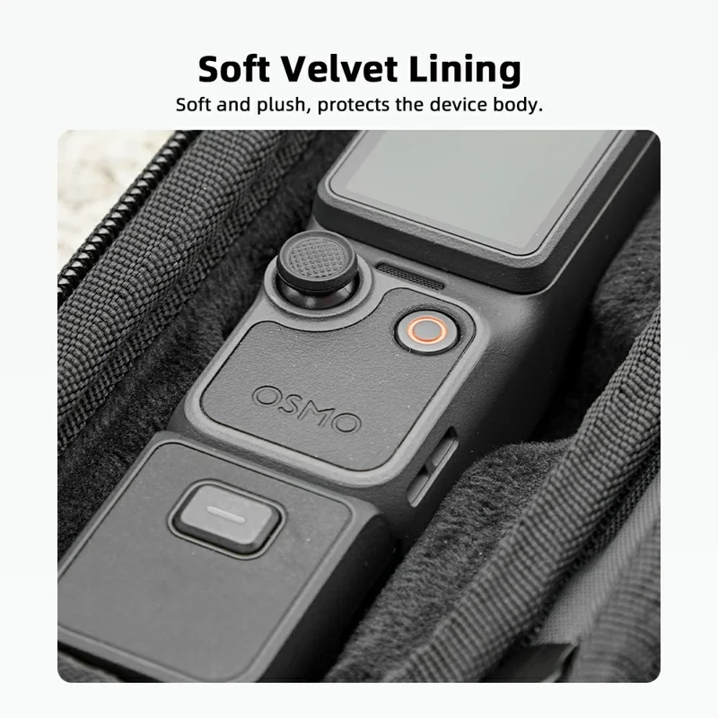 BRDRC Carrying Case for DJI Osmo Pocket 4 Nylon Hard Shell Protective Storage Bag with Wrist Strap & Carabiner - Black