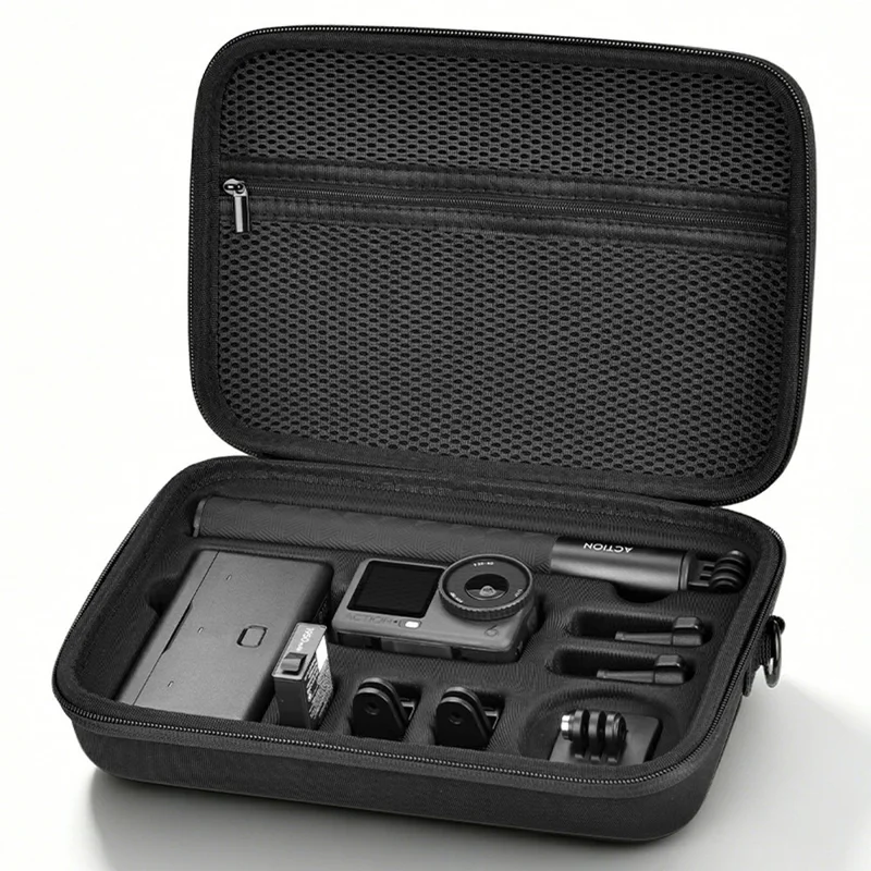 Futerał BRDRC All-in-One na akcesoria do DJI Osmo Action 6, precyzyjne formowanie, odporna na wstrząsy torba z paskiem na ramię – czarny