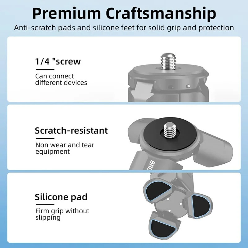 BRDRC Mini Statief voor Actiecamera Magnetische Bevestiging Automatisch Openen en Sluiten Uit Hoge Kwaliteit Aluminiumlegering Draagbaar en Inklapbaar Tafelstatief - Zwart