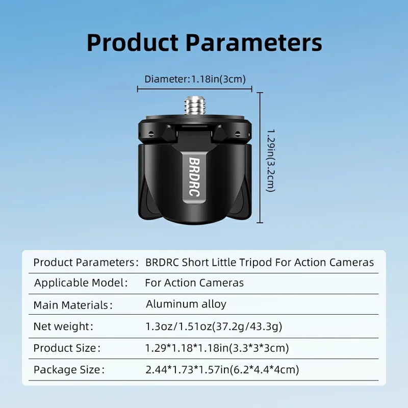 BRDRC Mini Statief voor Actiecamera Magnetische Bevestiging Automatisch Openen en Sluiten Uit Hoge Kwaliteit Aluminiumlegering Draagbaar en Inklapbaar Tafelstatief - Zwart