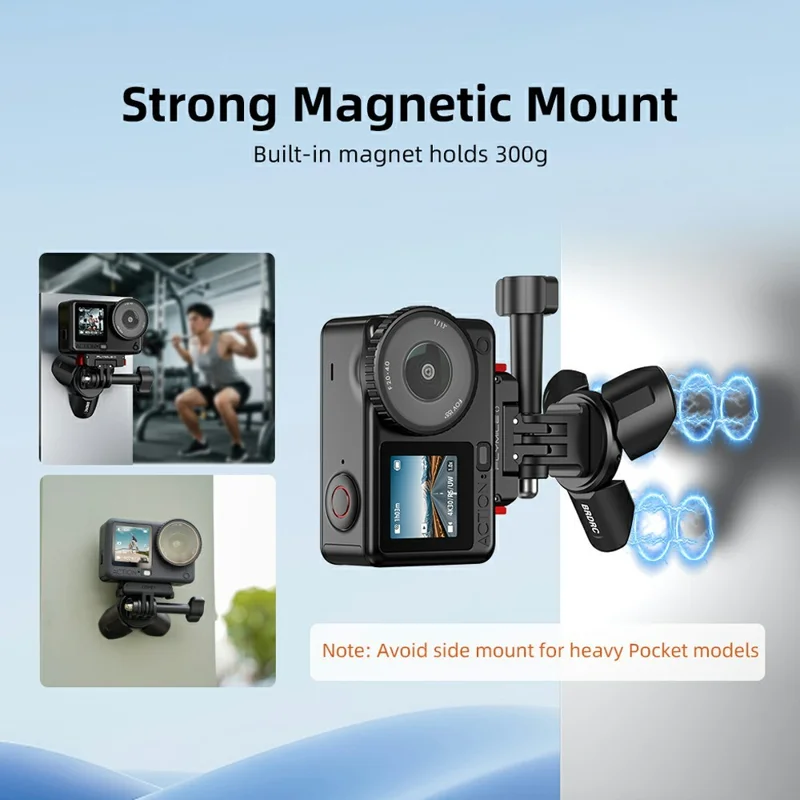 BRDRC Mini Statief voor Actiecamera Magnetische Bevestiging Automatisch Openen en Sluiten Uit Hoge Kwaliteit Aluminiumlegering Draagbaar en Inklapbaar Tafelstatief - Zwart