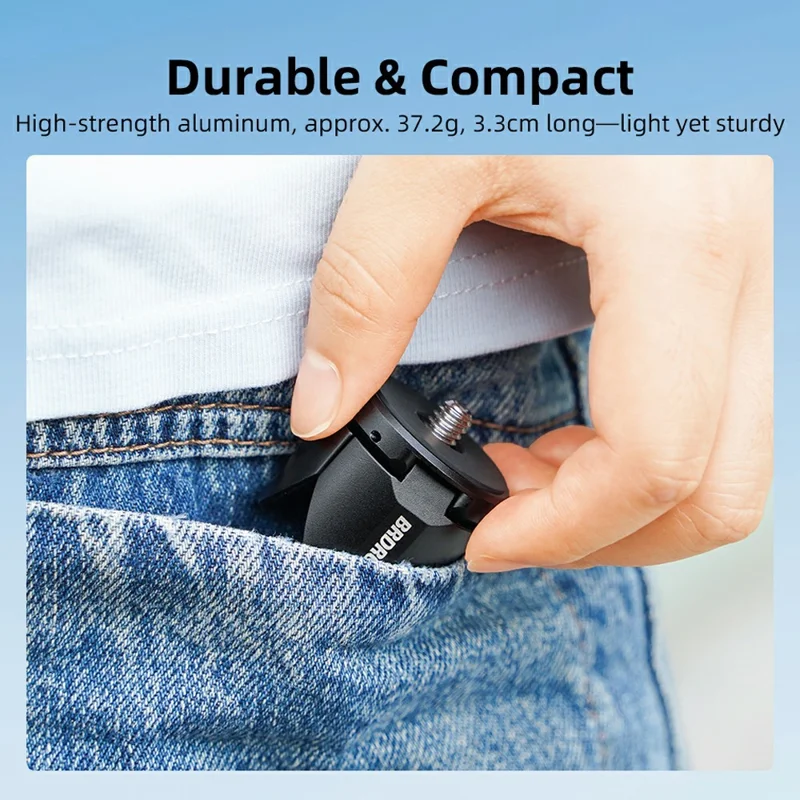 BRDRC Mini Statief voor Actiecamera Magnetische Bevestiging Automatisch Openen en Sluiten Uit Hoge Kwaliteit Aluminiumlegering Draagbaar en Inklapbaar Tafelstatief - Zwart