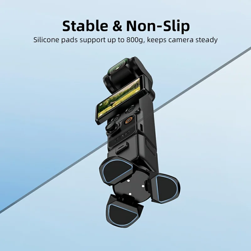BRDRC Mini Statief voor Actiecamera Magnetische Bevestiging Automatisch Openen en Sluiten Uit Hoge Kwaliteit Aluminiumlegering Draagbaar en Inklapbaar Tafelstatief - Zwart