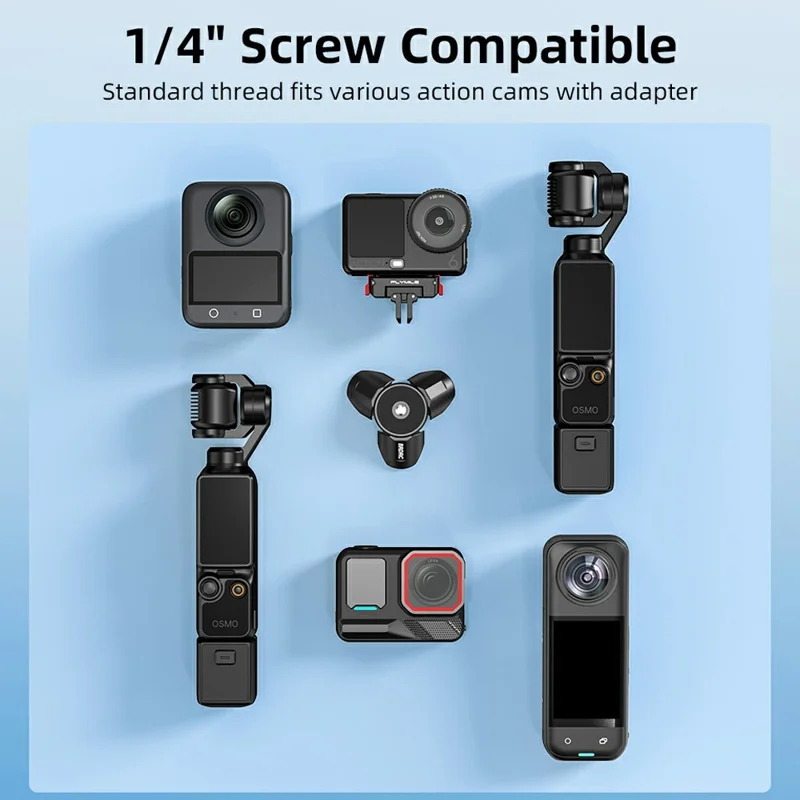 BRDRC Mini Statief voor Actiecamera Magnetische Bevestiging Automatisch Openen en Sluiten Uit Hoge Kwaliteit Aluminiumlegering Draagbaar en Inklapbaar Tafelstatief - Zwart
