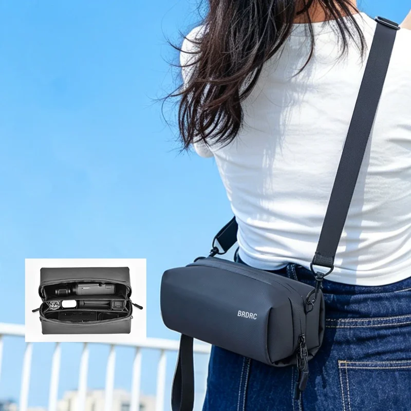 Sac de rangement en bandoulière BRDRC pour DJI Osmo Pocket 4 / 3, étui de transport portatif, sacoche d'épaule - Noir
