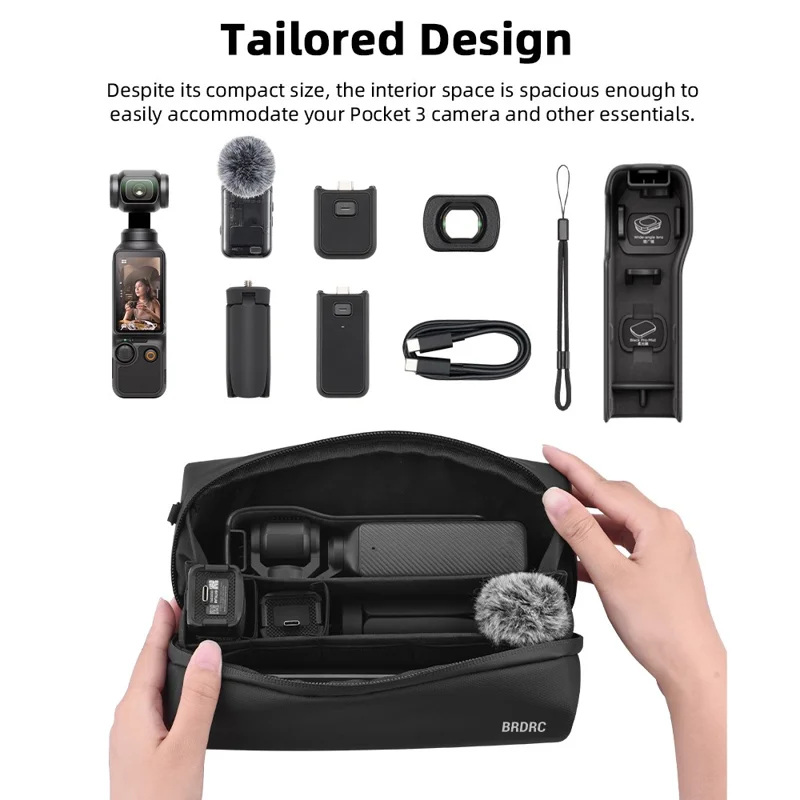 Sac de rangement en bandoulière BRDRC pour DJI Osmo Pocket 4 / 3, étui de transport portatif, sacoche d'épaule - Noir