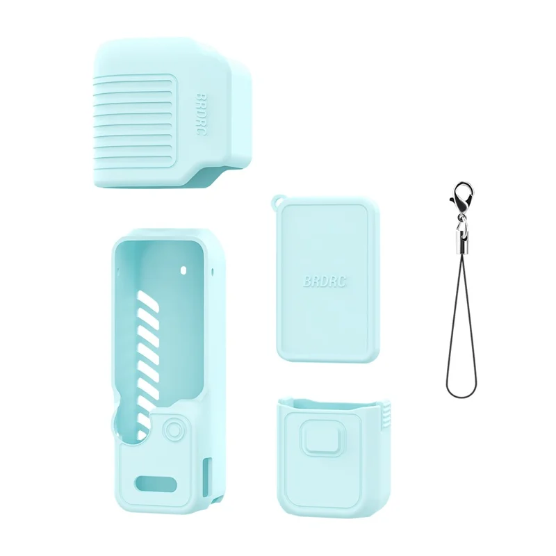 Funda de silicona BRDRC para DJI Osmo Pocket 4, funda protectora completa con tapa de lente / tapa de pantalla / correa - Azul