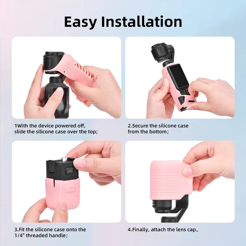 Funda de silicona BRDRC para DJI Osmo Pocket 4, funda protectora completa con tapa de lente / tapa de pantalla / correa - Azul