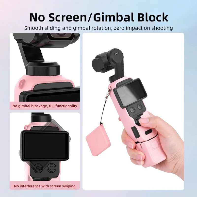 Funda de silicona BRDRC para DJI Osmo Pocket 4, funda protectora completa con tapa de lente / tapa de pantalla / correa - Azul