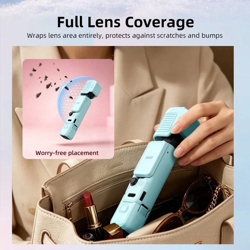 Funda de silicona BRDRC para DJI Osmo Pocket 4, funda protectora completa con tapa de lente / tapa de pantalla / correa - Azul