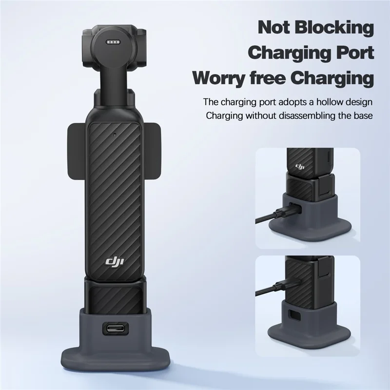 Supporto in Silicone per DJI Osmo Pocket 4 / Pocket 3, Supporto da Tavolo Antiscivolo in Silicone di Qualità Alimentare, Stabilizzatore - Grigio Nero