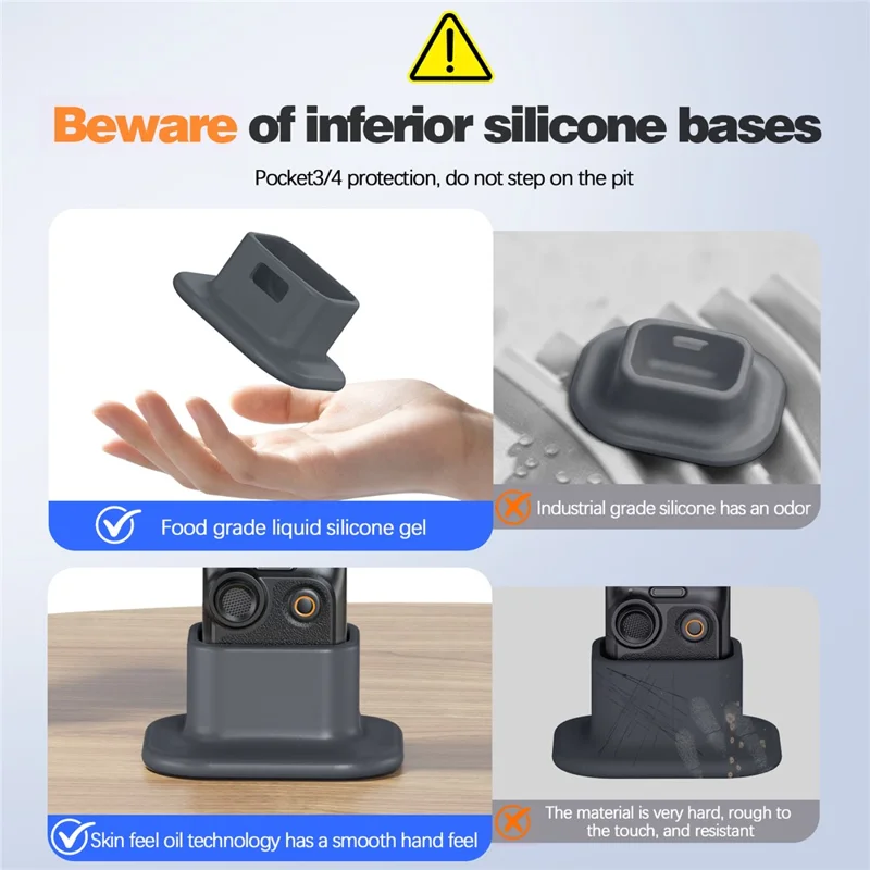 Supporto in Silicone per DJI Osmo Pocket 4 / Pocket 3, Supporto da Tavolo Antiscivolo in Silicone di Qualità Alimentare, Stabilizzatore - Grigio Nero