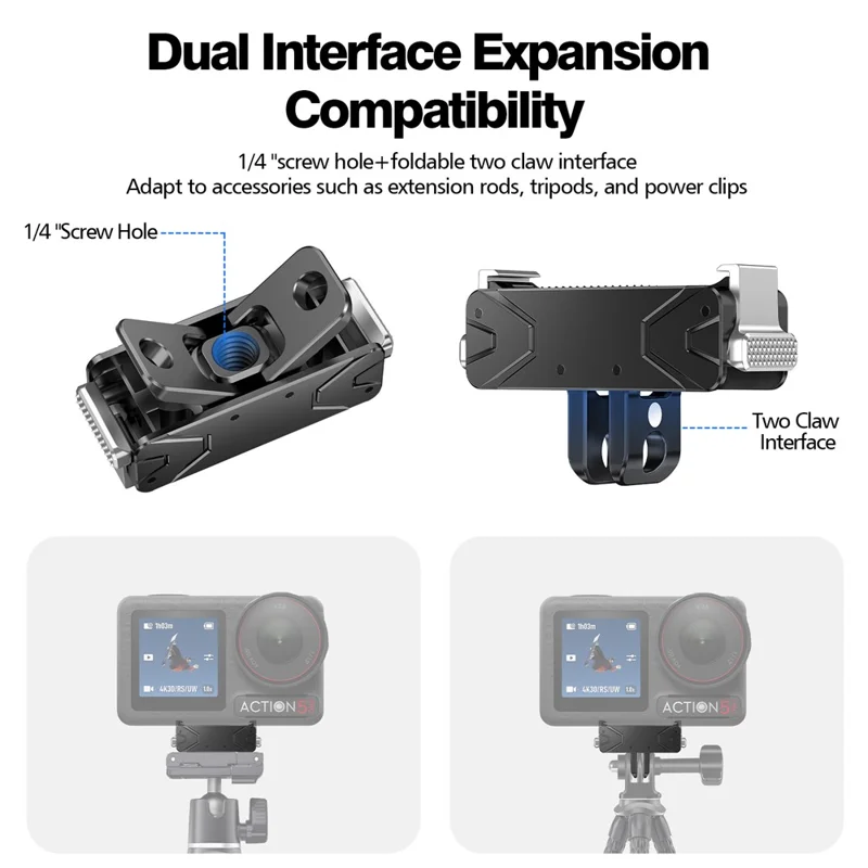 Base di Rilascio Magnetica per DJI Action 5 Pro / 4 / 3 / Osmo 360 Adattatore di Montaggio in Metallo con Doppia Interfaccia - Nero