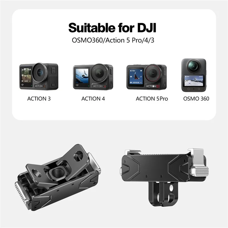 Base di Rilascio Magnetica per DJI Action 5 Pro / 4 / 3 / Osmo 360 Adattatore di Montaggio in Metallo con Doppia Interfaccia - Nero