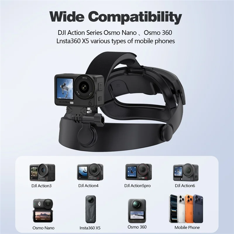 Head Mount Strap for DJI Action  /  Insta360  /  GoPro Sports Camera Headset Stand POV Shooting Bracket