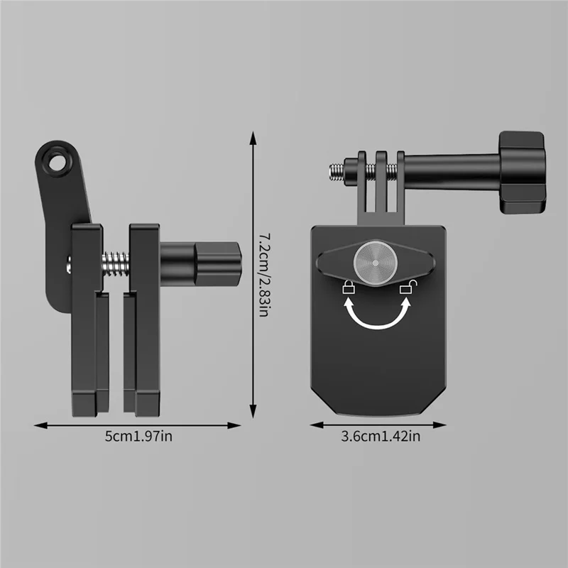 Motorcycle Windshield Clamp Mount Holder 180 Degree Rotation Action Camera Bracket for GoPro Insta360 DJI - Black