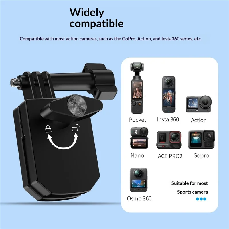 Motorcycle Windshield Clamp Mount Holder 180 Degree Rotation Action Camera Bracket for GoPro Insta360 DJI - Black