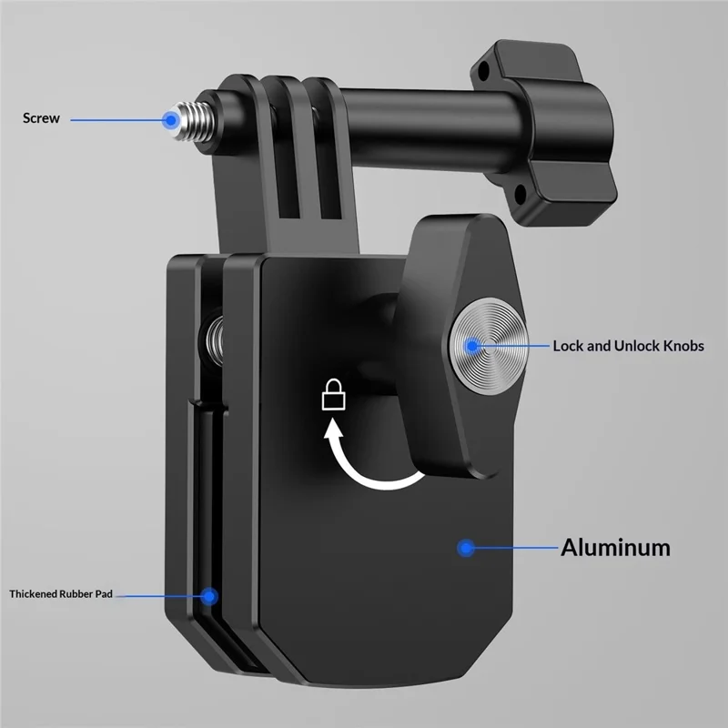 Motorcycle Windshield Clamp Mount Holder 180 Degree Rotation Action Camera Bracket for GoPro Insta360 DJI - Black
