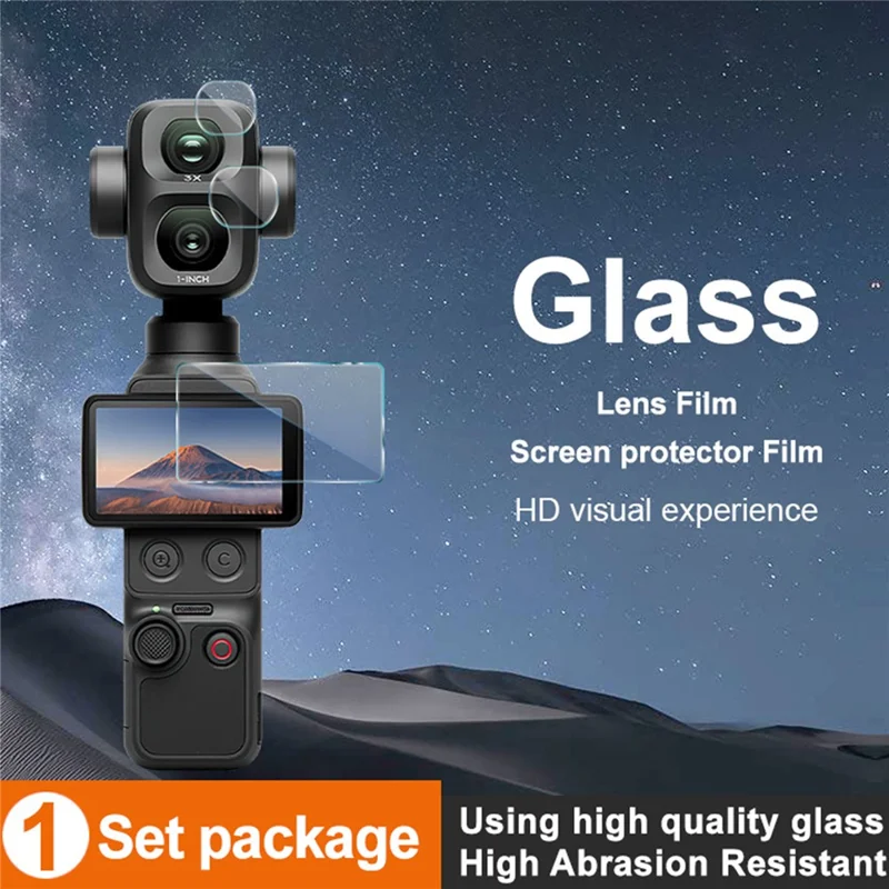 IMAK til DJI Osmo Pocket 4P Kamera Hårdet Glas Skærmprotector + Objektivprotector Kit - Gennemsigtig
