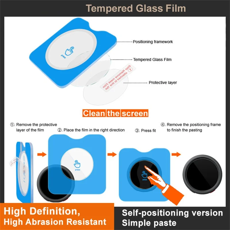 IMAK voor Insta360 Mic Pro gehard glas screenprotector met zelfpositionerende film - transparant