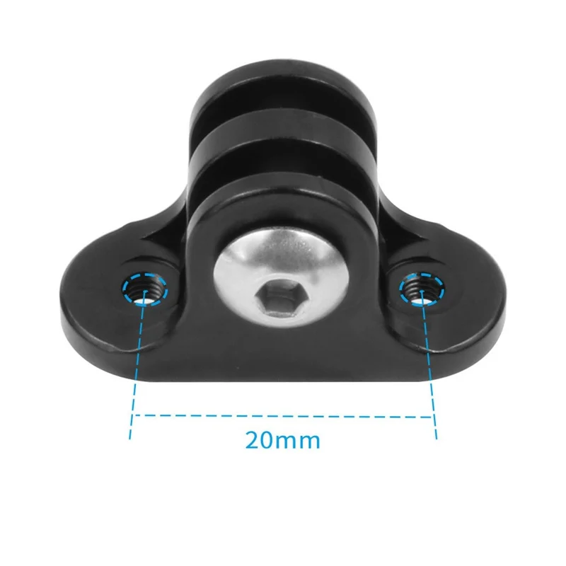 Bike Computer Mount Base 20mm Hole Distance Bicycle Light Bracket Action Camera Adapter with M3x10 Screws - Black