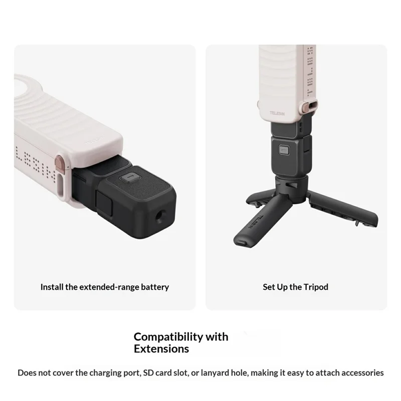 TELESIN S6-FMS-29WH-TDJ Funda para DJI Osmo Pocket 4 / 3 Cubierta protectora de PC + TPU con correa para hombro - Blanco