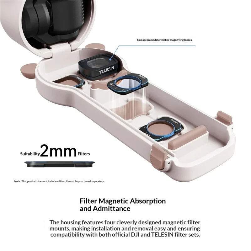 TELESIN S6-FMS-29WH-TDJ Funda para DJI Osmo Pocket 4 / 3 Cubierta protectora de PC + TPU con correa para hombro - Blanco