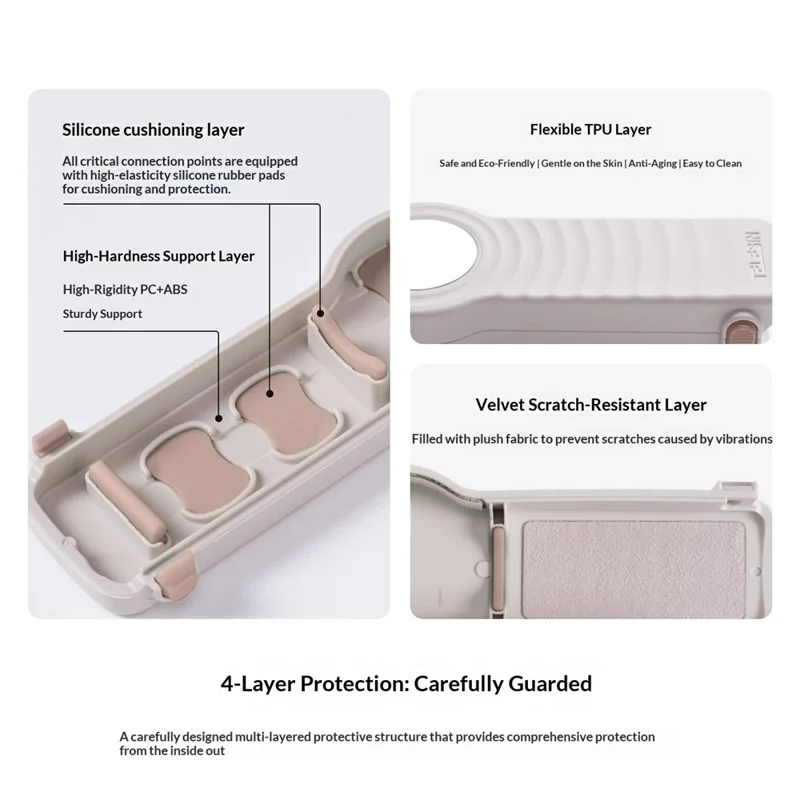 TELESIN S6-FMS-29WH-TDJ Funda para DJI Osmo Pocket 4 / 3 Cubierta protectora de PC + TPU con correa para hombro - Blanco
