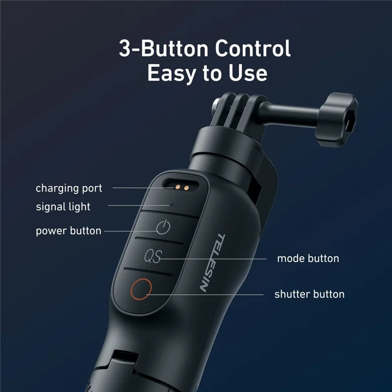 TELESIN S1-TSS-07-TDJ 3 in 1 Floating Handle for DJI Osmo Action 6 / 5 Pro / 4 Underwater Remote Selfie Stick Bluetooth-compatible Tripod