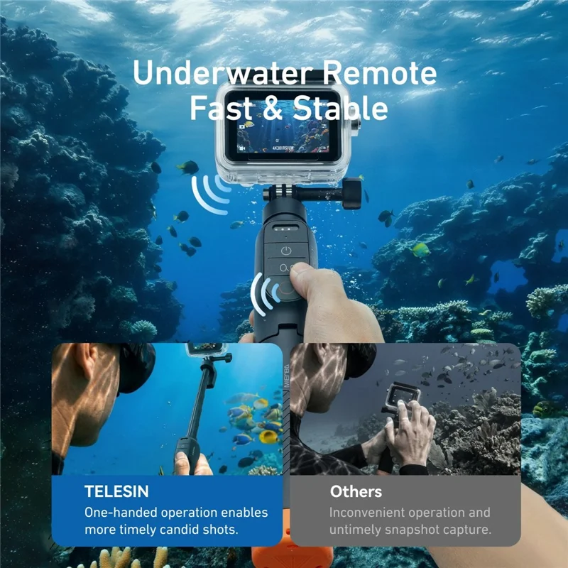 TELESIN S1-TSS-07-TDJ 3 in 1 Floating Handle for DJI Osmo Action 6 / 5 Pro / 4 Underwater Remote Selfie Stick Bluetooth-compatible Tripod