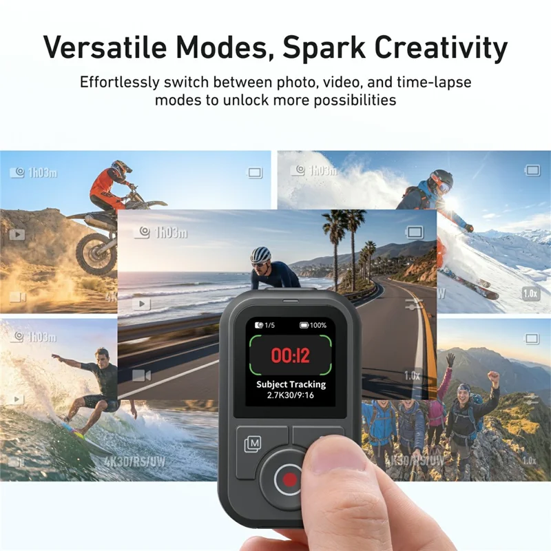 TELESIN S5-RMT-03-TDJ 1.4 Inch HD Screen Remote Control for DJI Osmo 360 / Action 4 / 5 Pro / 6 Bluetooth-compatible Camera Controller