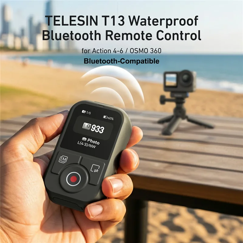 TELESIN S5-RMT-03-TDJ 1.4 Inch HD Screen Remote Control for DJI Osmo 360 / Action 4 / 5 Pro / 6 Bluetooth-compatible Camera Controller